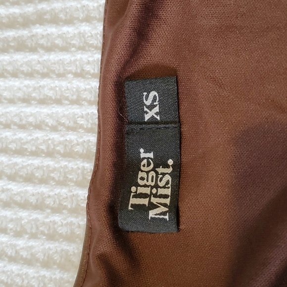 Tiger Mist brown faux leather strapless mini dress fully lined size XS like new - Picture 7 of 10